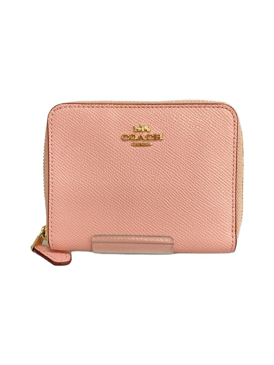 【中古】COACH◆2つ折り財布/レザー/ピンク/コーチ【服飾雑貨他】
