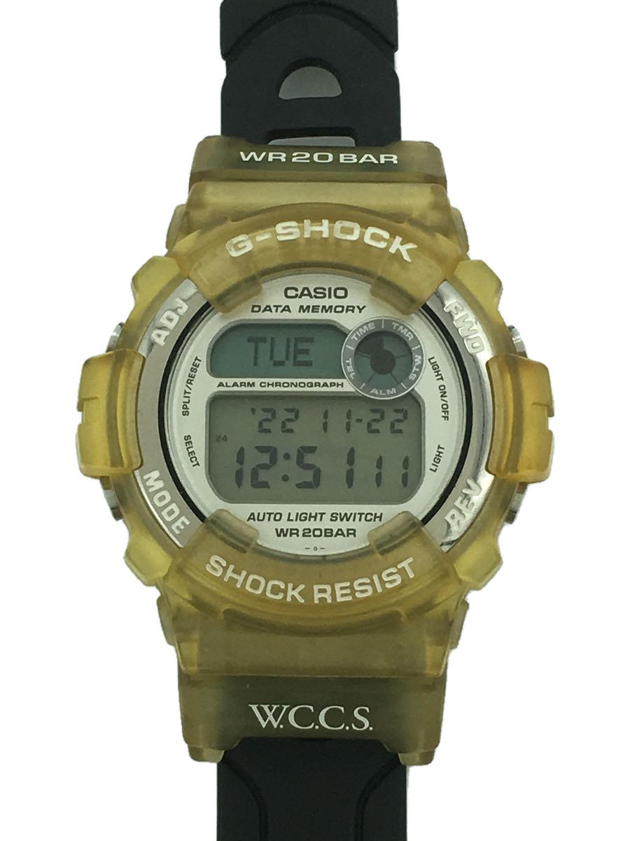 【中古】CASIO◆G-SHOCK/WCCS/クォーツ腕時計/デジタル/ラバー/YLW/BLK/型番:DW-9600WC【服飾雑貨他】