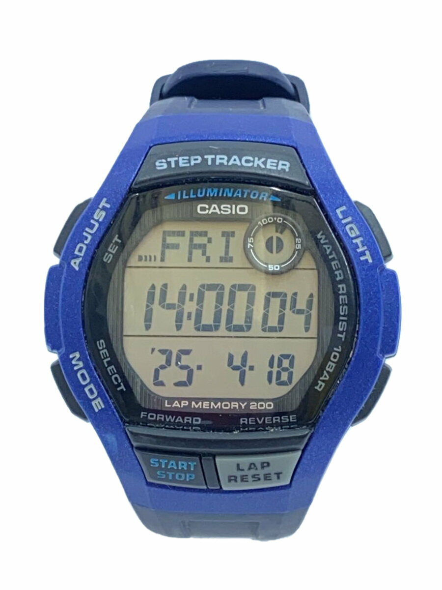 【中古】CASIO◆クォーツ腕時計・SPORTSGEAR/デジタル/BLU【服飾雑貨他】