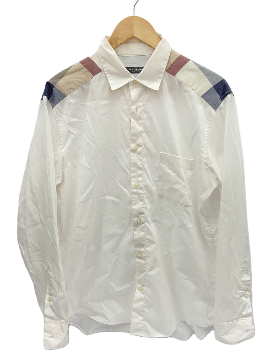 【中古】BLACK LABEL CRESTBRIDGE◆長袖シャツ/M/ポリエステル/WHT/51M10-510-02/ショルダーバックチェックシャツ【メンズウェア】