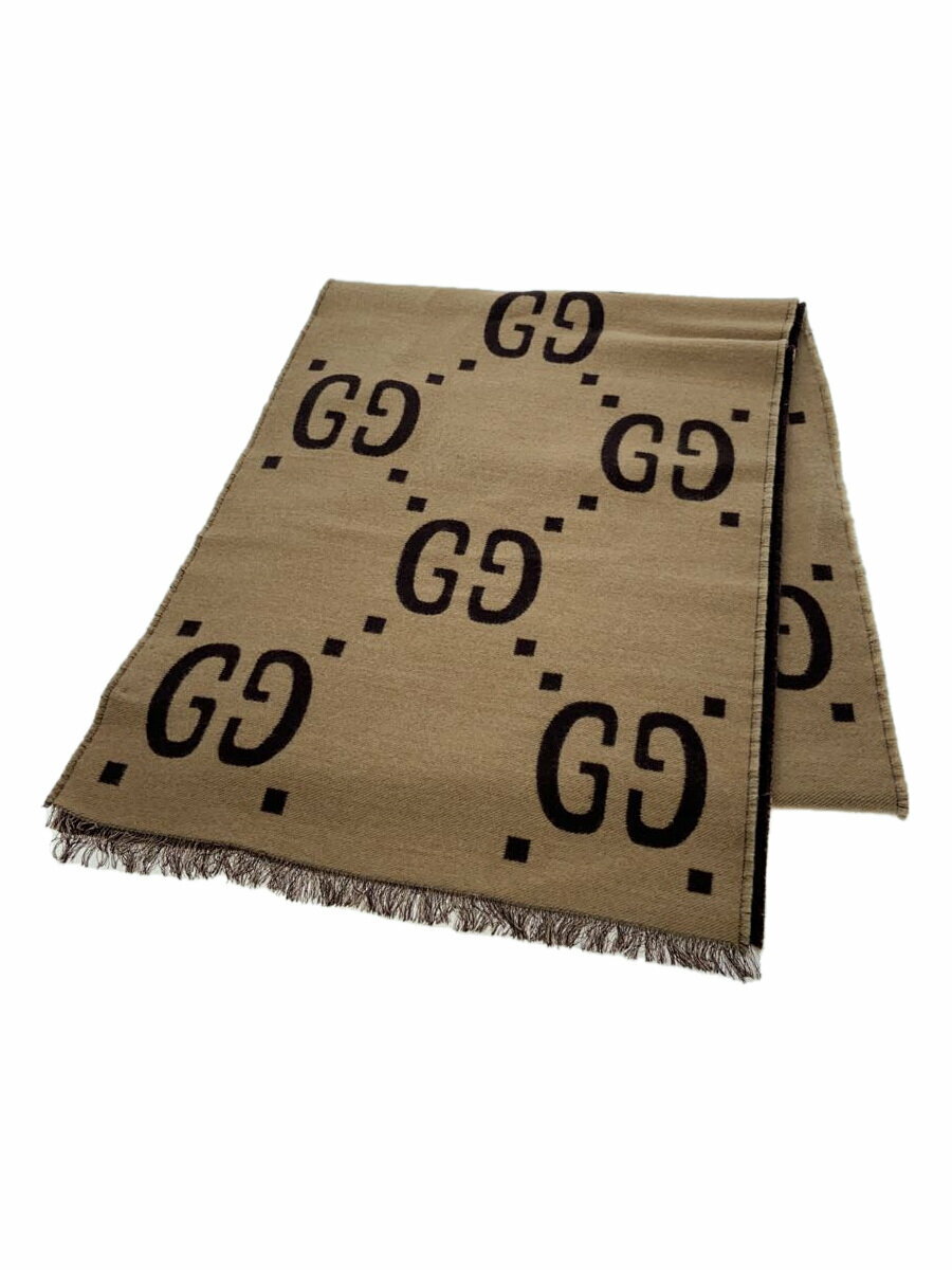 【中古】GUCCI◆グッチ/495592/GGジャガードウールシルク/マフラー/ウール/BRW/総柄/メンズ/495592【服飾雑貨他】