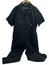 【中古】DICKIES◆オールインワン/コットン/ブラック/無地/袖部分リペア有り/ディッキーズ【メンズウェア】