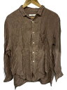 【中古】nest robe CONFECT◆長袖シャツ/3/リネン/BRW/ストライプ【メンズウェア】