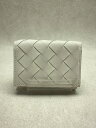 【中古】BOTTEGA VENETA◆イントレチャート/コンパクトウォレット/バイカラー/レザー/WHT×BLU/レディース【服飾雑貨他】