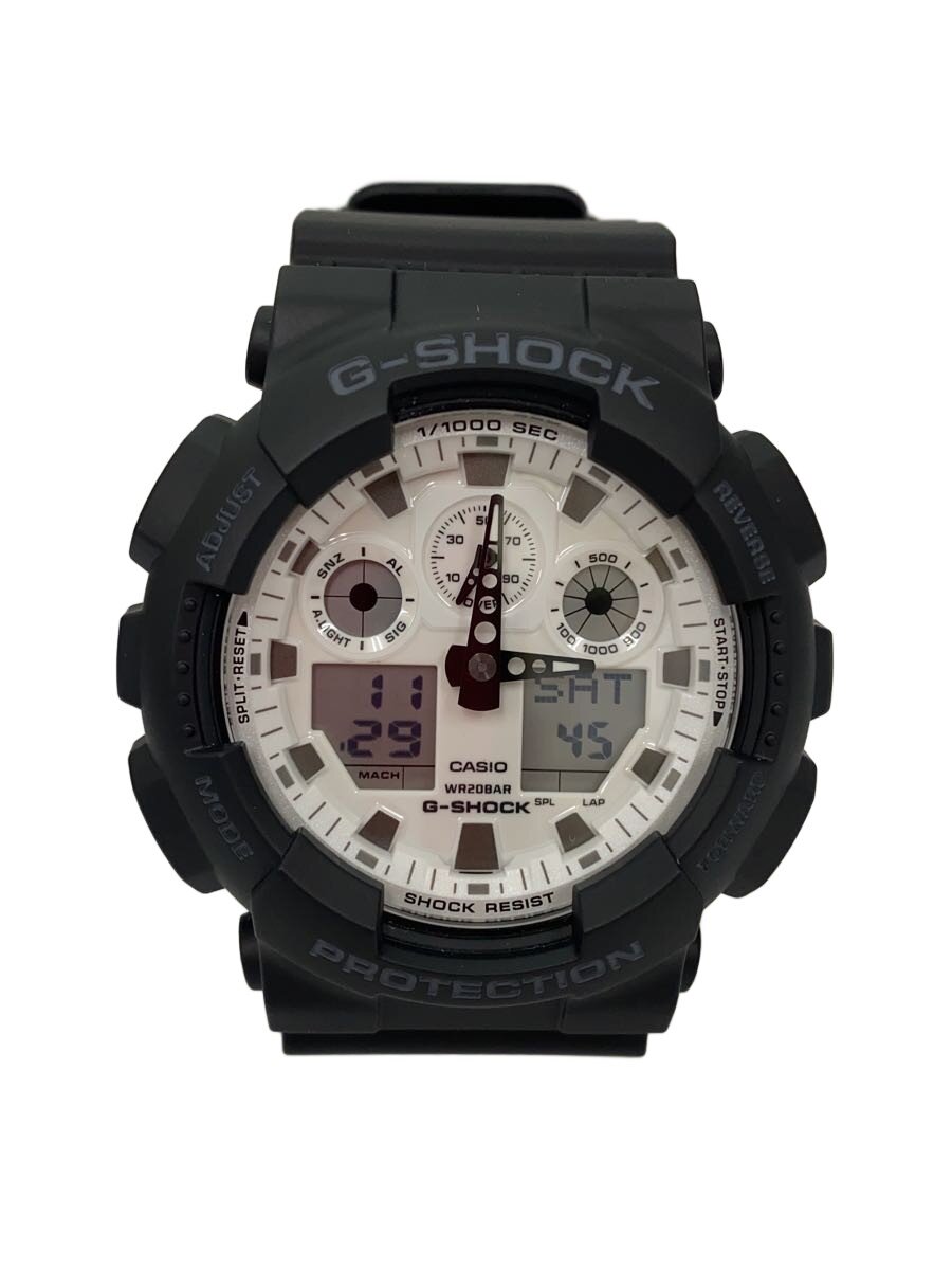【中古】CASIO◆クォーツ腕時計_G-SHOCK/デジアナ/ラバー/WHT/BLK【服飾雑貨他】