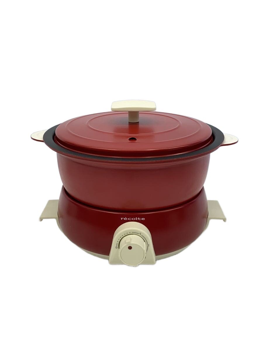 【中古】recolte◆グリル鍋 ポット デュオ フェット RPD-3(R) [レッド]【家電・ビジュアル・オーディオ】