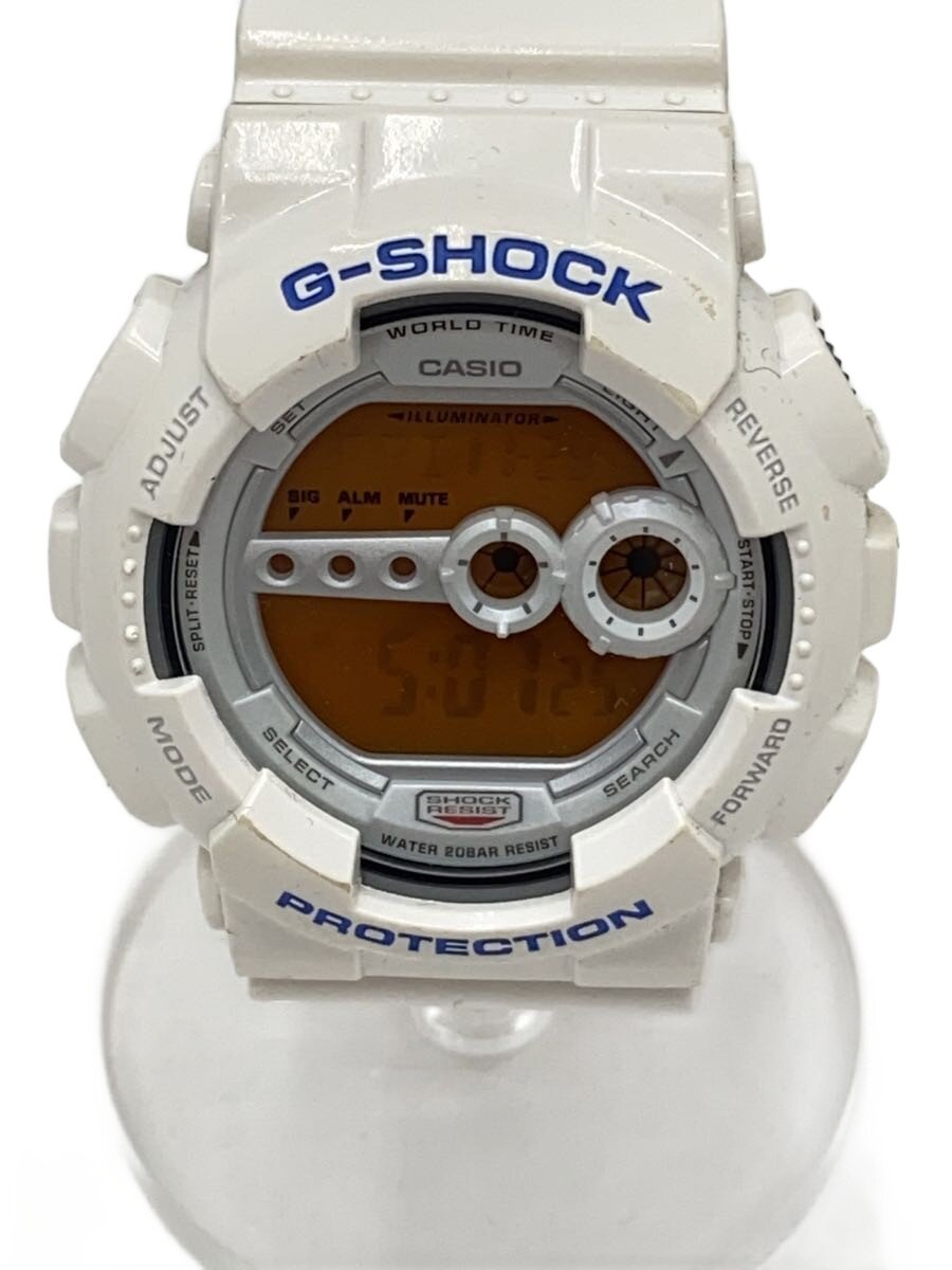 【中古】CASIO◆クォーツ腕時計/デジタル/ラバー/WHT/WHT/SS/GD-100SC【服飾雑貨他】