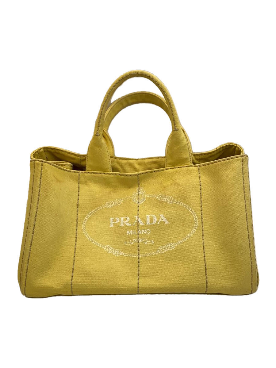 【中古】PRADA◆トートバッグ/キャンバス/YLW【バッグ】