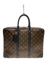 【中古】LOUIS VUITTON◆ポルト・ドキュマン・ヴォワヤージュ_モノグラム・マカサー_BRW/PVC/BRW【バッグ】