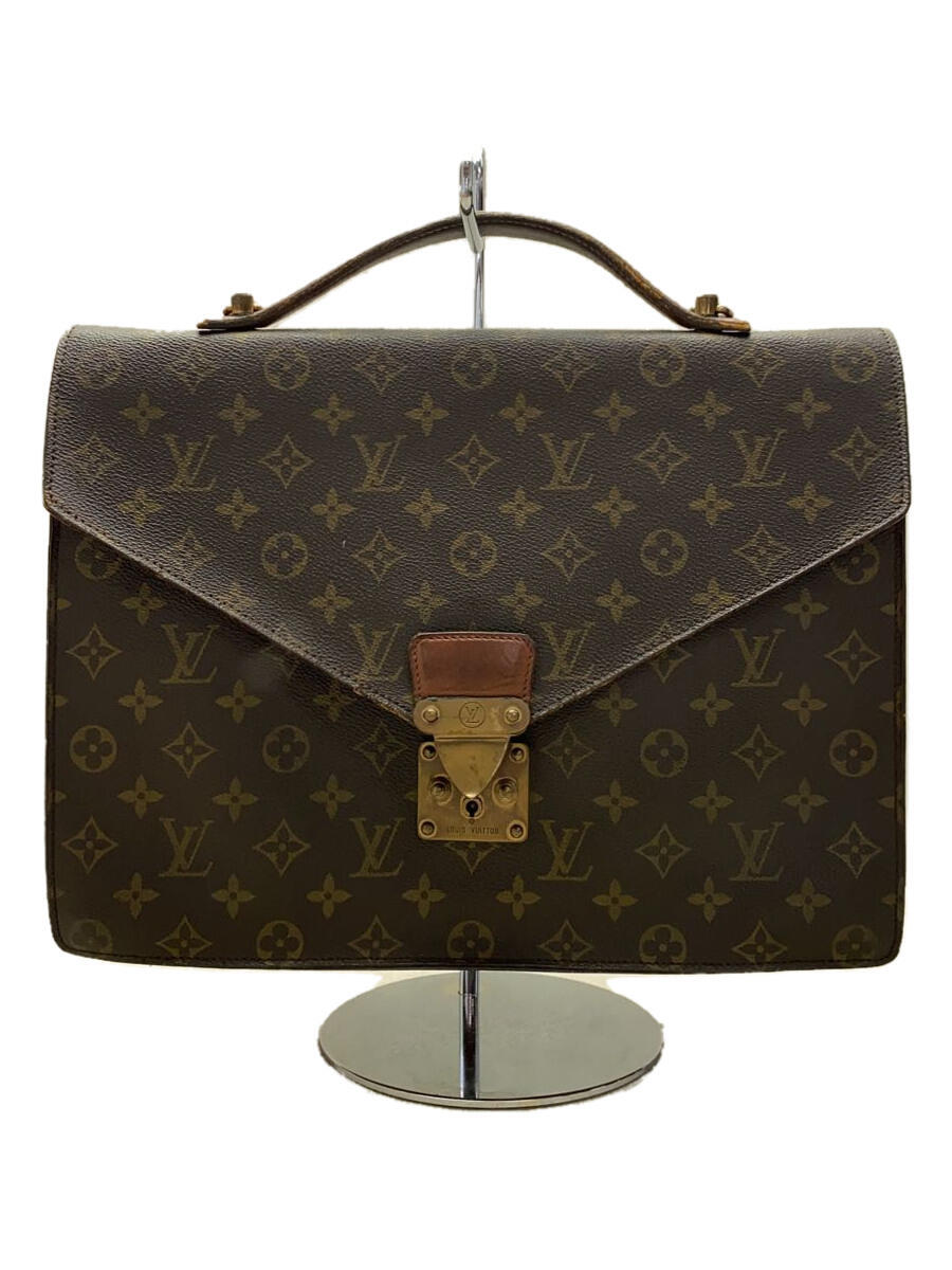 【中古】LOUIS VUITTON◆ブリーフケース/レザー/BRW/モノグラム/M48187【バッグ】