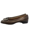 【中古】Salvatore Ferragamo◆パンプス/26cm/ブラウン/レザー/メタルバックル/ローヒール/ガンチーニ/ロゴ/【シューズ】