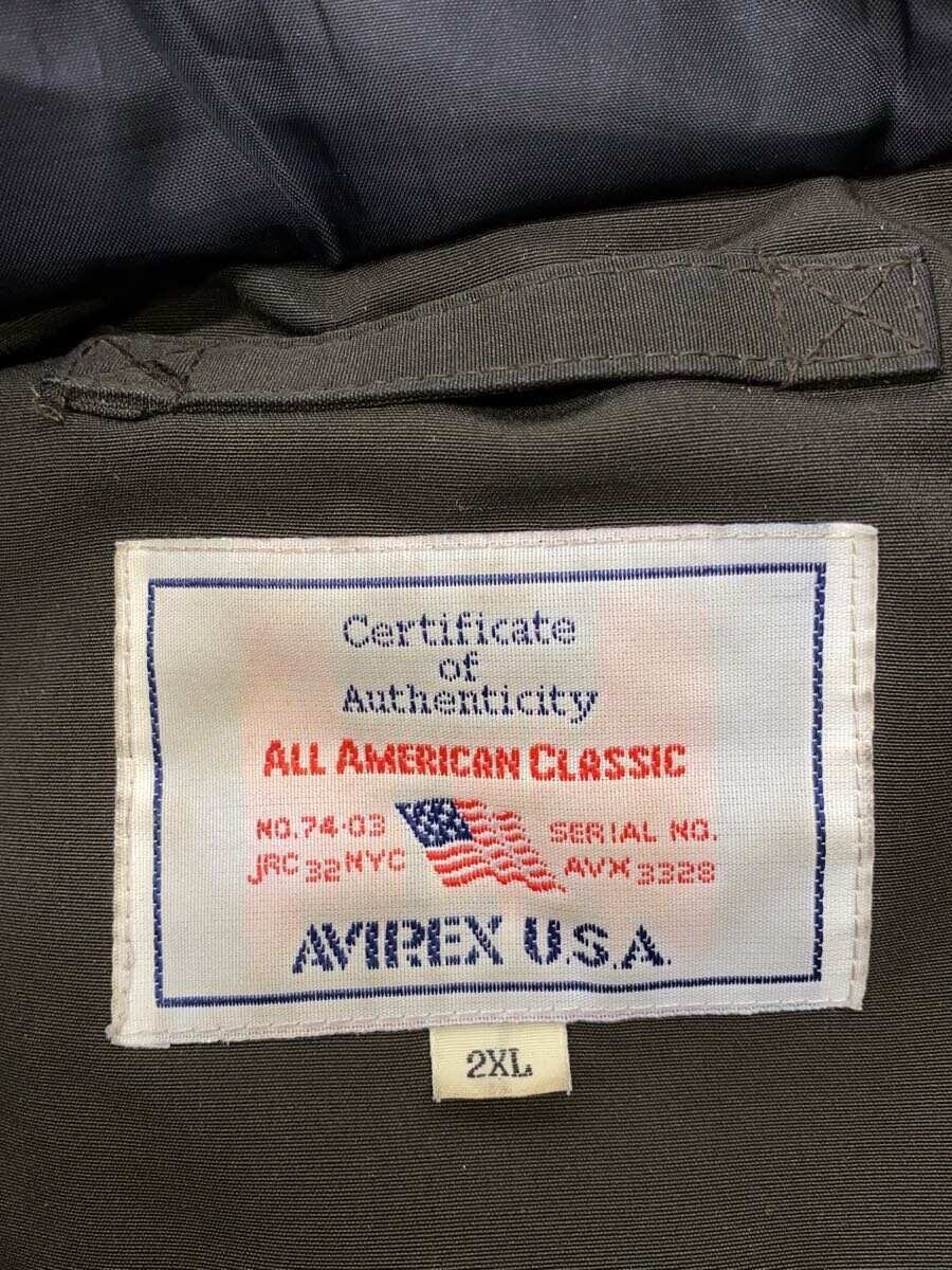 【中古】AVIREX◆中綿フーデッドジャケット/2L/ナイロン/KHK/6192208【メンズウェア】