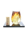 【中古】津軽びいどろ◆親ふくろう(アンバー金)/置物/オーナメント/F-62124【インテリア小物・日用雑貨】(3)