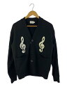 【中古】FTW(FOR THE WEEKEND)◆MUSICAL SIGN CARDIGAN/カーディガン/M/コットン/BLK/FT002091BW【メンズウ...