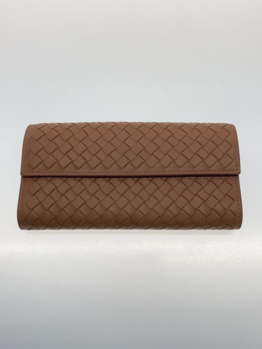 【中古】BOTTEGA VENETA◆長財布/レザー/BEG/レディース【服飾雑貨他】