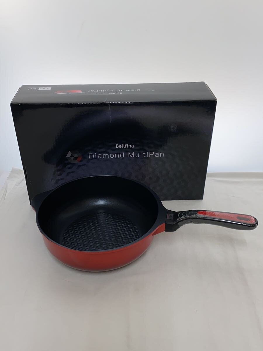 【中古】アーネスト◆Bellfina/ダイヤモンドマルチパン/3点セット/3.6リットル/25/RED/A77239【キッチン用品】