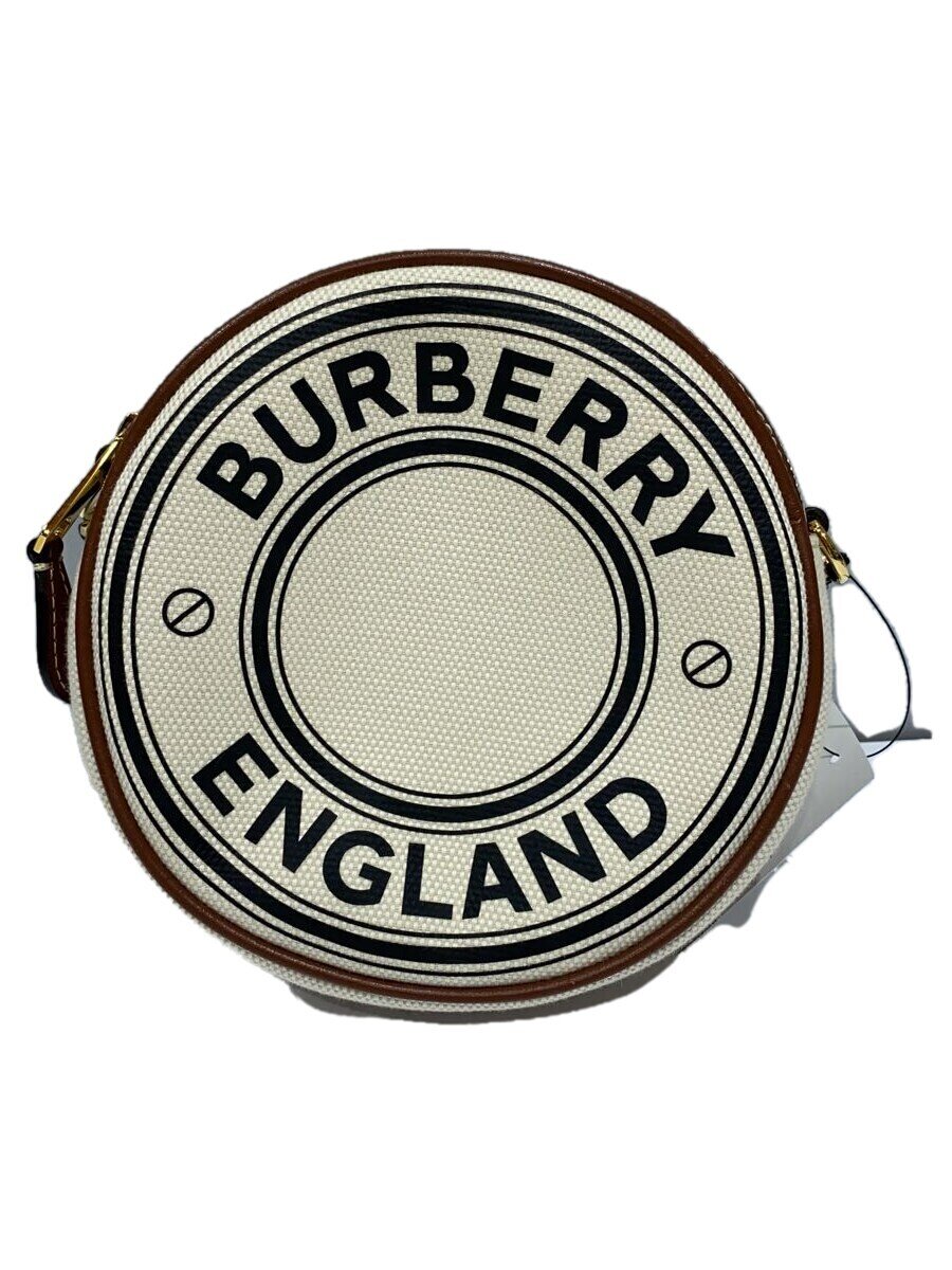 【中古】BURBERRY◆ショルダーバッグ/キャンバス/WHT//【バッグ】