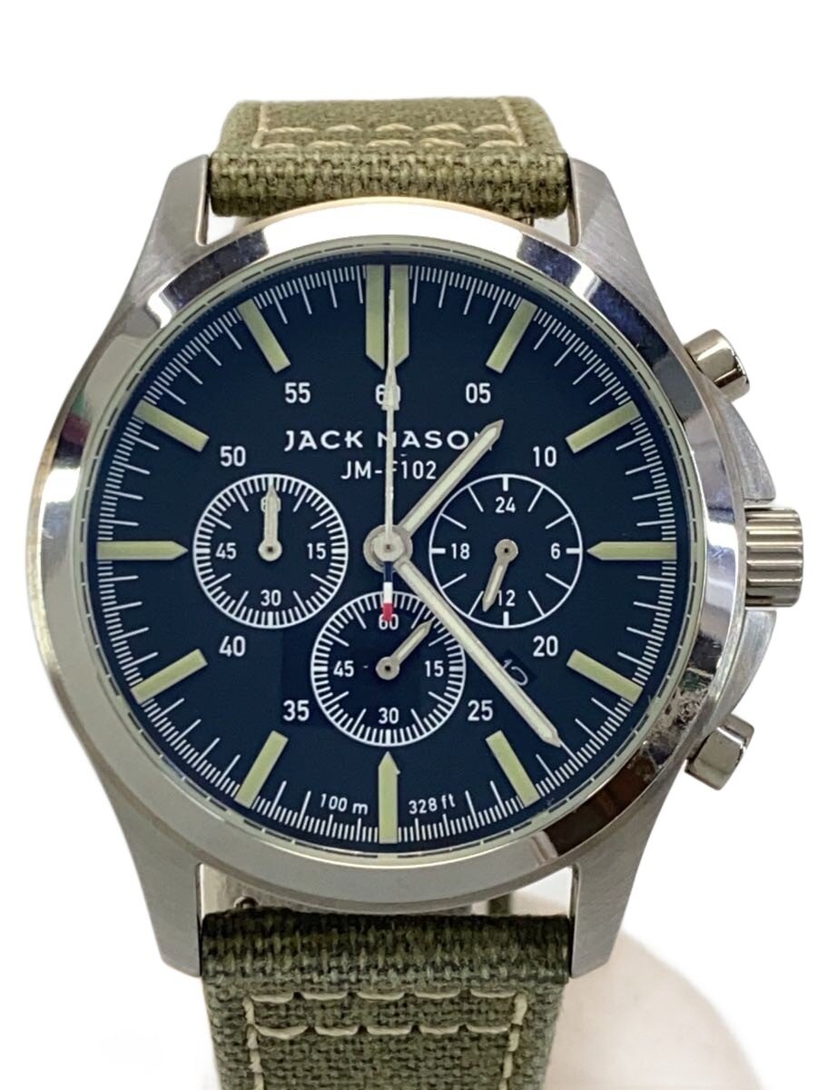【中古】JACK MASON◆日本別注/クォーツ腕時計/アナログ/--/BLK/GRN/SS/JM-F102-014...