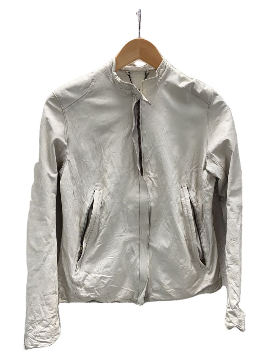 【中古】Sisii◆WASHABLE LEATHER/シングルライダースジャケット/--/牛革/CRM/無地//【レディースウェア】