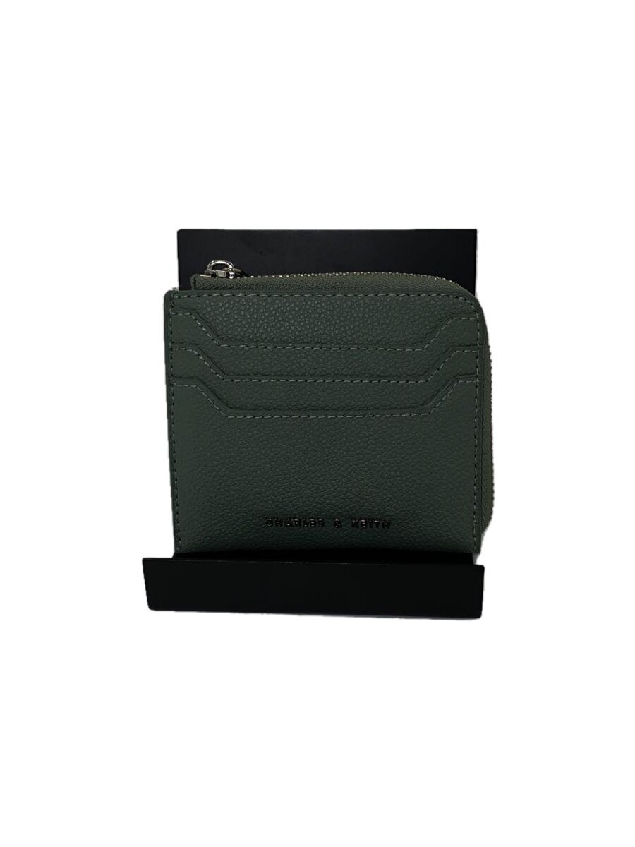 【中古】CHARLES&KEITH◆コインケース/レザー/グリーン/無地/レディース【服飾雑貨他】