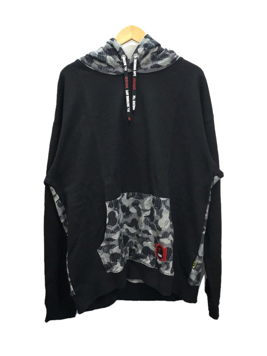 【中古】Mr.BATHING APE◆PULLOVER HOODY/7I23-114-901/パーカー/XXL/コットン/BLK【メンズウェア】