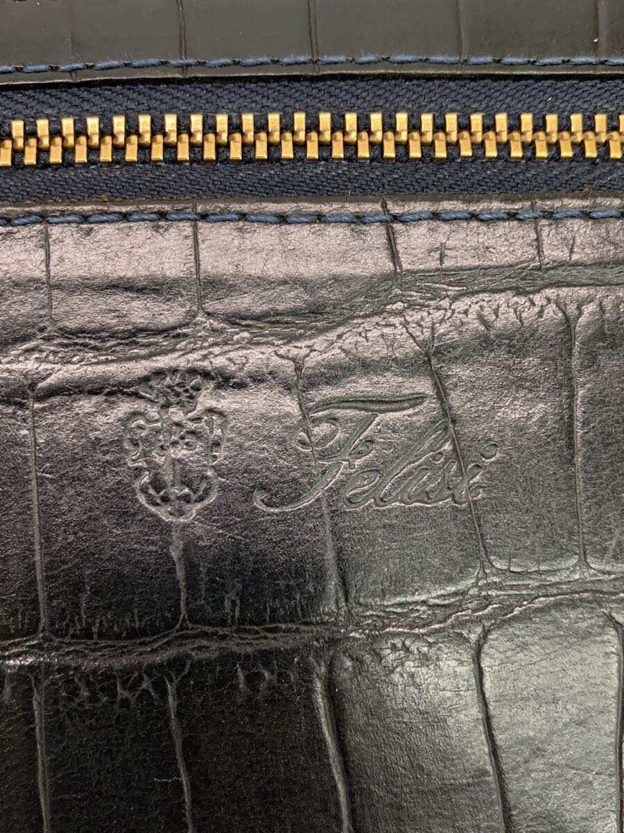 【中古】Felisi◆長財布/--/BLK/メンズ/692/1/クロコ型押し/内側汚れ有【服飾雑貨他】