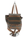 【中古】CELINE◆リュック/レザー/BRW/総柄/マカダム リュック【バッグ】