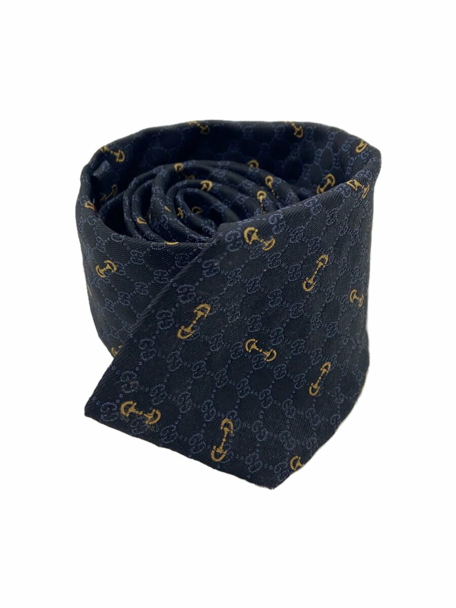 【中古】GUCCI◆ネクタイ/シルク/ネイビー/メンズ/744379【服飾雑貨他】