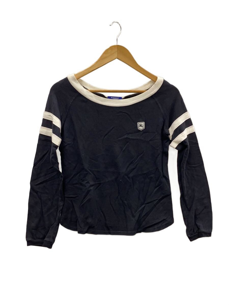 【中古】BURBERRY BLUE LABEL◆胸ホース袖ライン長袖カットソー/M/コットン/BLK/FA553-265//【レディースウェア】