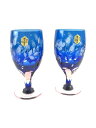 【中古】江戸切子/グラス/2点セット/BLU/M-6081-2BP/薔薇文様/足付ビール杯【キッチン用品】