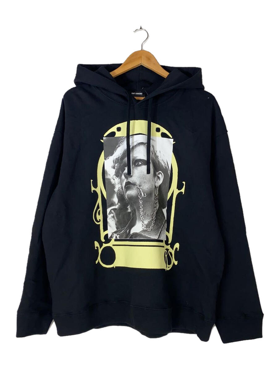 【中古】RAF SIMONS◆19AW/PUNKETTE HOODY/パーカー/M/コットン/ブラック/プルオーバー/191.164【メンズウェア】