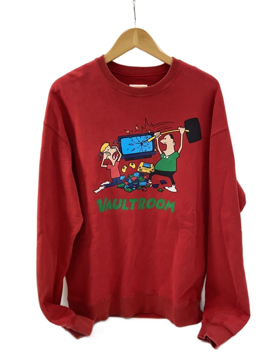 【中古】vaultroom◆スウェット/L/コットン/RED/GAME CRASH VINTAGE CREWNECK【メンズウェア】