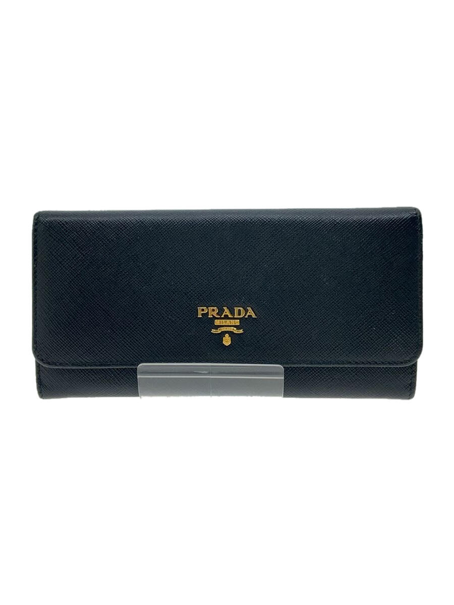 【中古】PRADA◆財布/--/BLK/無地/レディース/1MH132