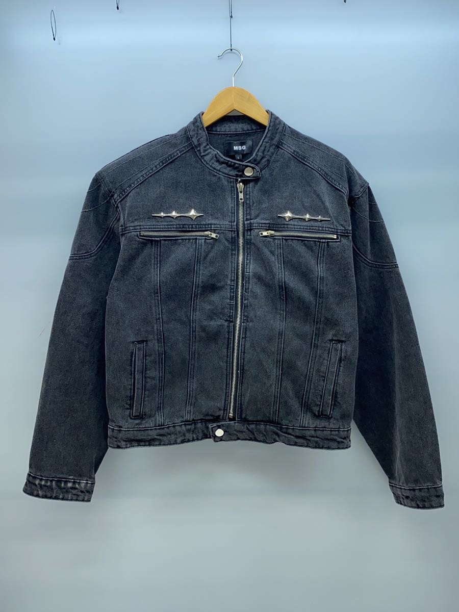 【中古】MSG/ケミカルオーバーダイ/バイカーショートジャケット/Gジャン/L/BLK/msg240779【メンズウェア】