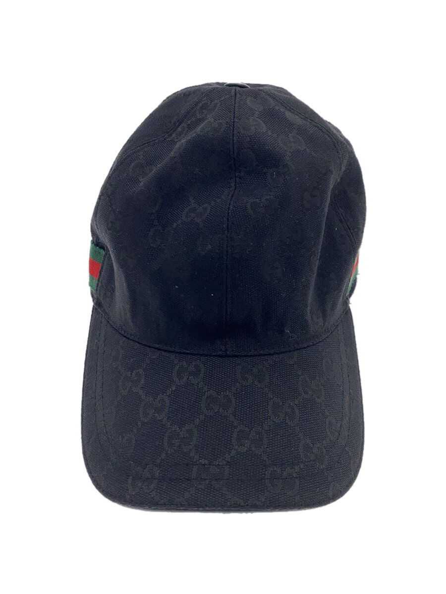 【中古】GUCCI◆キャップ/M/キャンバス/BLK/メンズ/599331【服飾雑貨他】