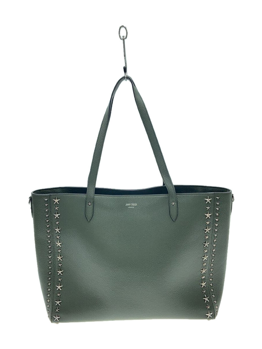 【中古】JIMMY CHOO◆トートバッグ/レザー/GRY【バッグ】