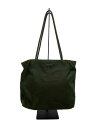 【中古】PRADA◆トートバッグ/ナイロン/KHK/無地【バッグ】