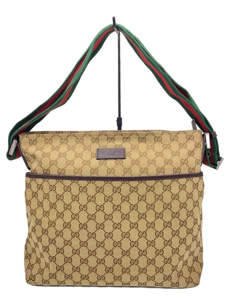 GUCCI - 【中古】GUCCI◆ショルダーバッグ_GGキャンバス/キャンバス/BRW【バッグ】