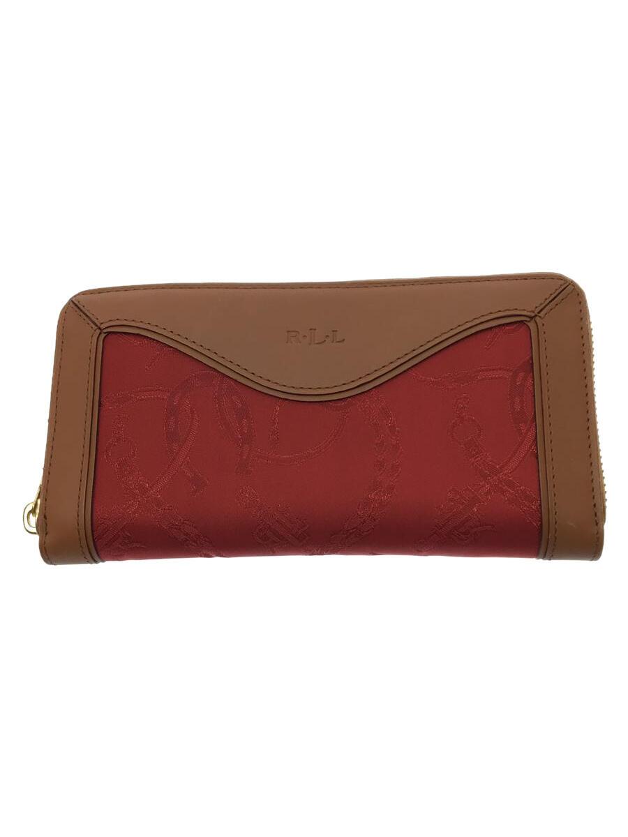 【中古】LAUREN RALPH LAUREN◆長財布/--/RED/レディース【服飾雑貨他】