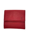 【中古】LOUIS VUITTON◆ポルト・モネ・ビエ・カルト・クレディ_エピ_RED/レザー/RED/無地/レディース【服飾雑貨他】