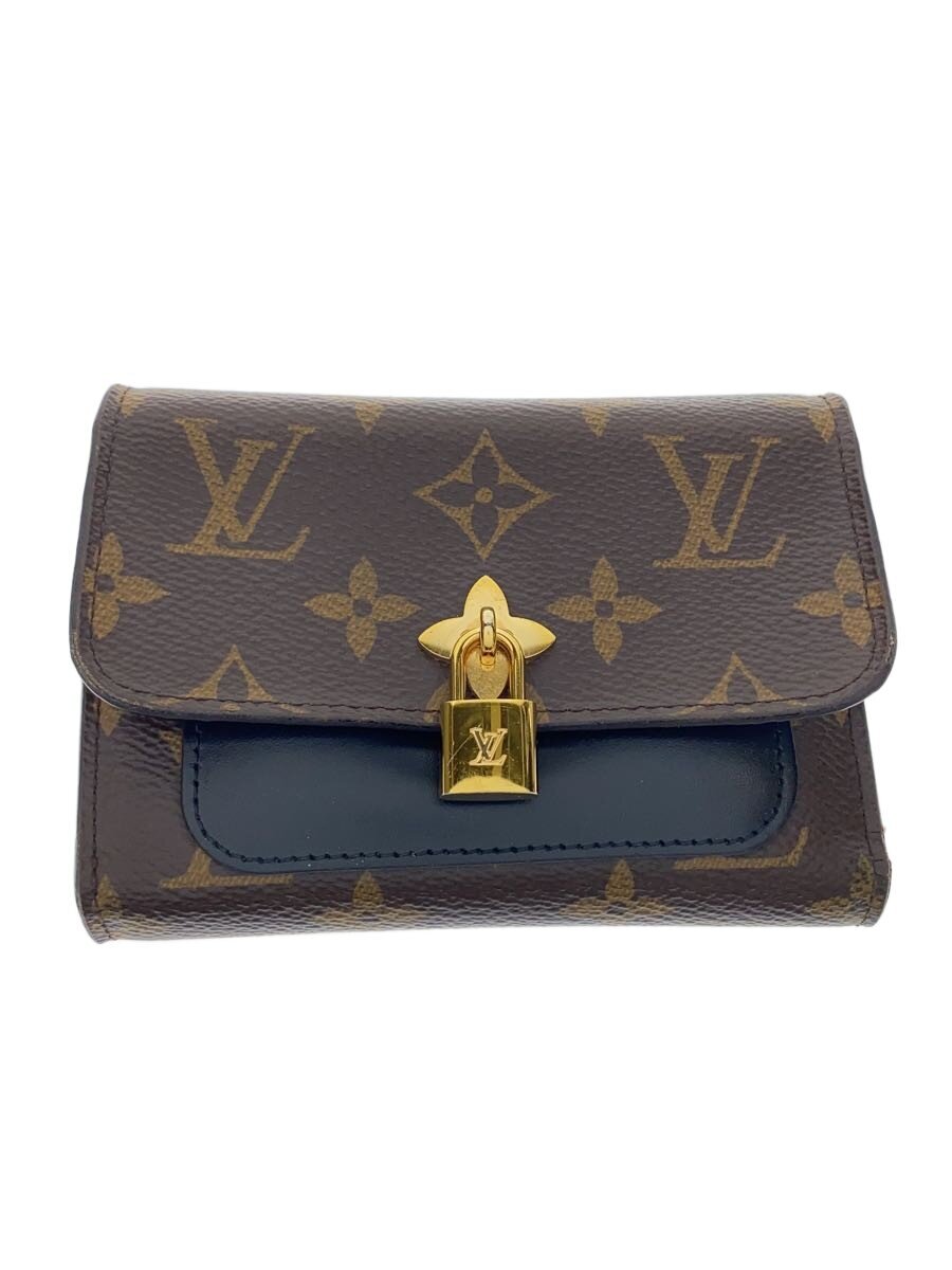 【中古】LOUIS VUITTON◆ポルト・フォイユ・フラワー・コンパクト_モノグラム・キャンバス_レザー/PVC/BRW/総柄/レディース【服飾雑貨他】