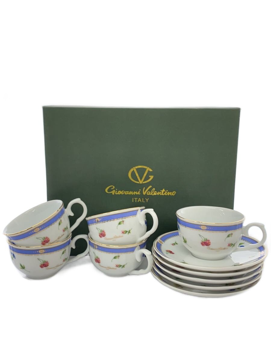 【中古】Giovanni Valentino◆カップ&ソーサー/5点セット/花柄/未使用品/箱有【キッチン用品】