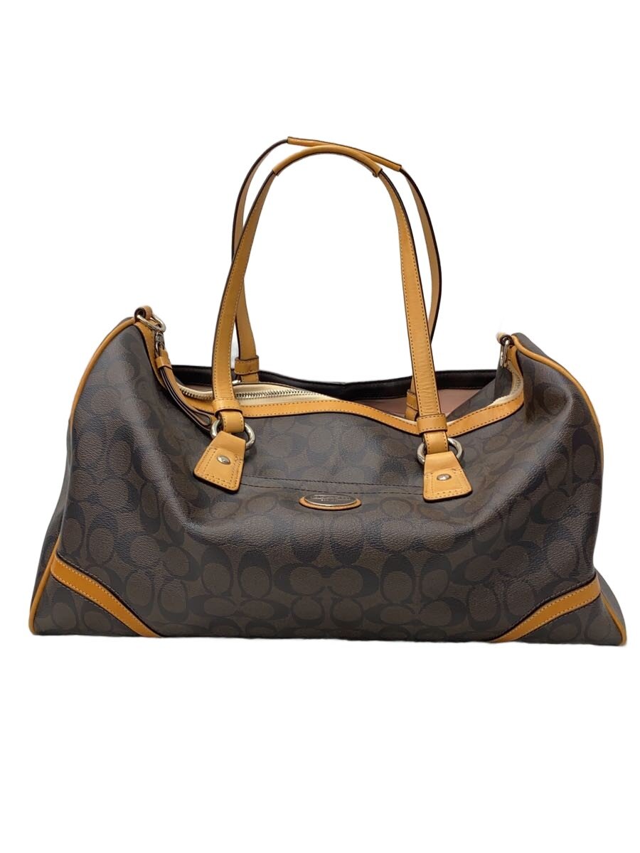 COACH - 【中古】COACH◆ボストンバッグ/レザー/BRW/総柄/F77320【バッグ】