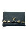 【中古】LOUIS VUITTON◆ポルト・フォイユ・カプシーヌ・コンパクト_トリヨン_BLK/レザー/BLK/レディース【服飾雑貨他】