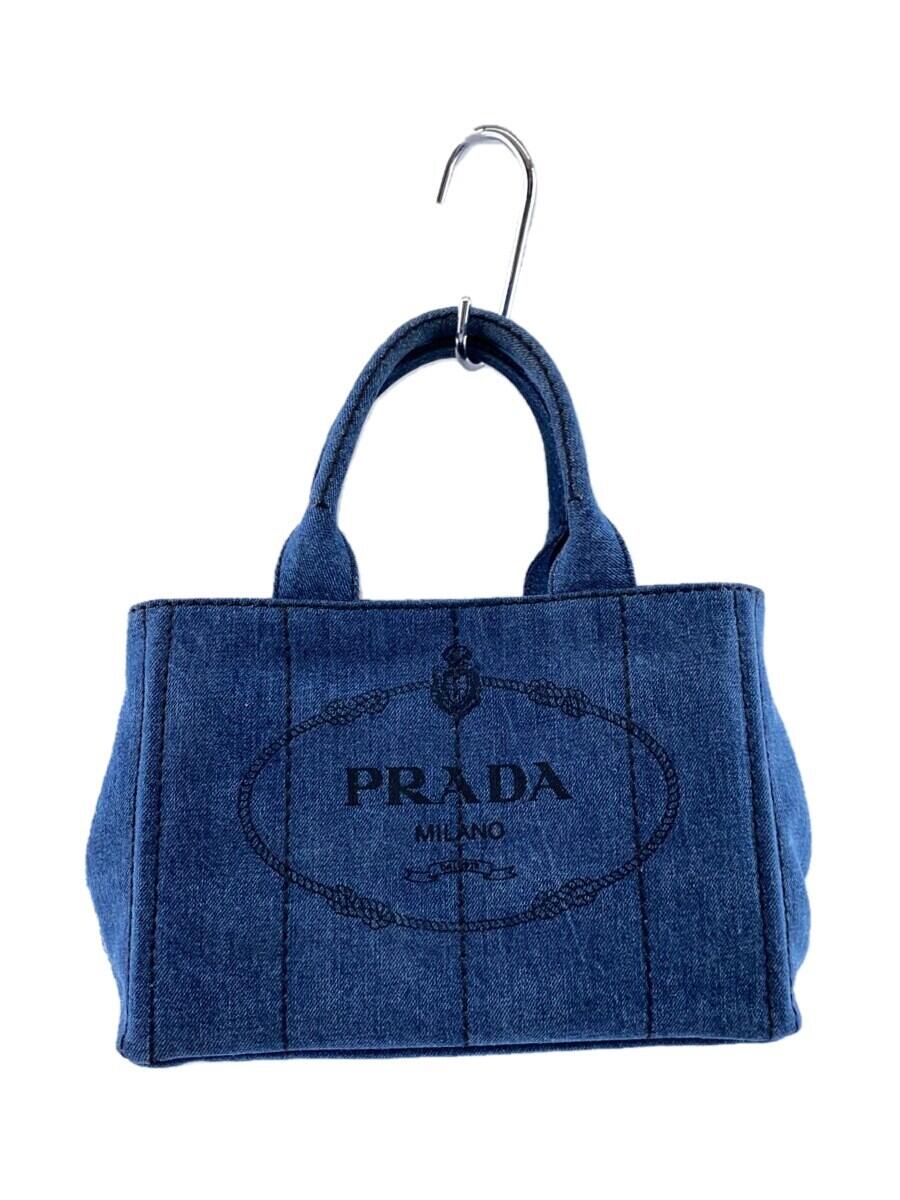 【中古】PRADA◆ショルダーバッグ/コットン/IDG/無地/1BG439【バッグ】