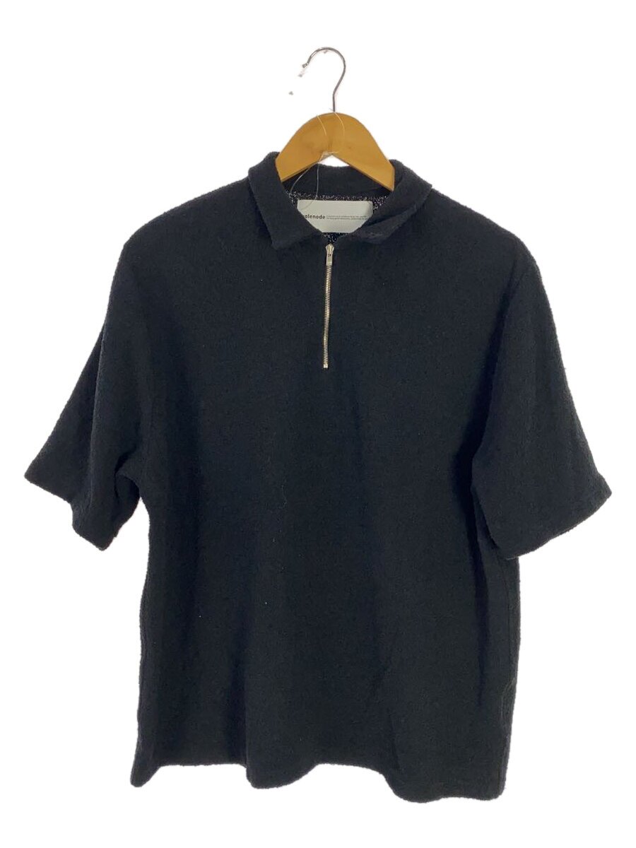 walenode◆ペーパーハーフジップポロシャツ/2/ポリエステル/BLK/無地/wn24-16ss210-kw//