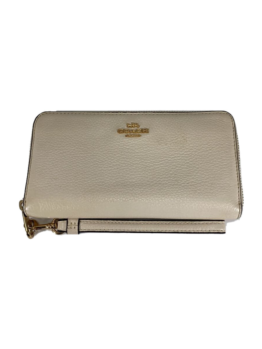 【中古】COACH◆長財布/--/WHT/無地/レディース/C4451【服飾雑貨他】