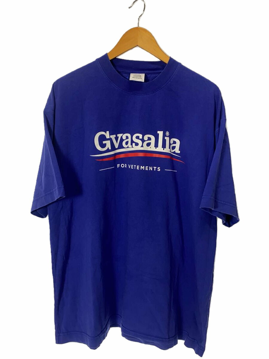 【中古】VETEMENTS◆23SS/GVASALIA S/S T-SHIRT/Tシャツ/S/コットン/BLU/UE63TR221N【メンズウェア】