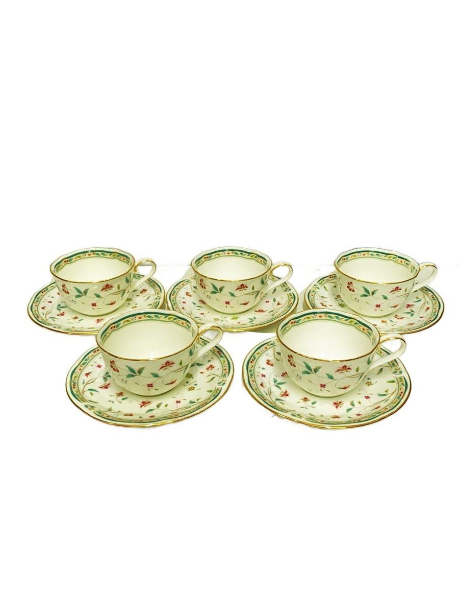 【中古】Noritake◆花更紗/カップ&ソーサー/5点セット/WHT【キッチン用品】