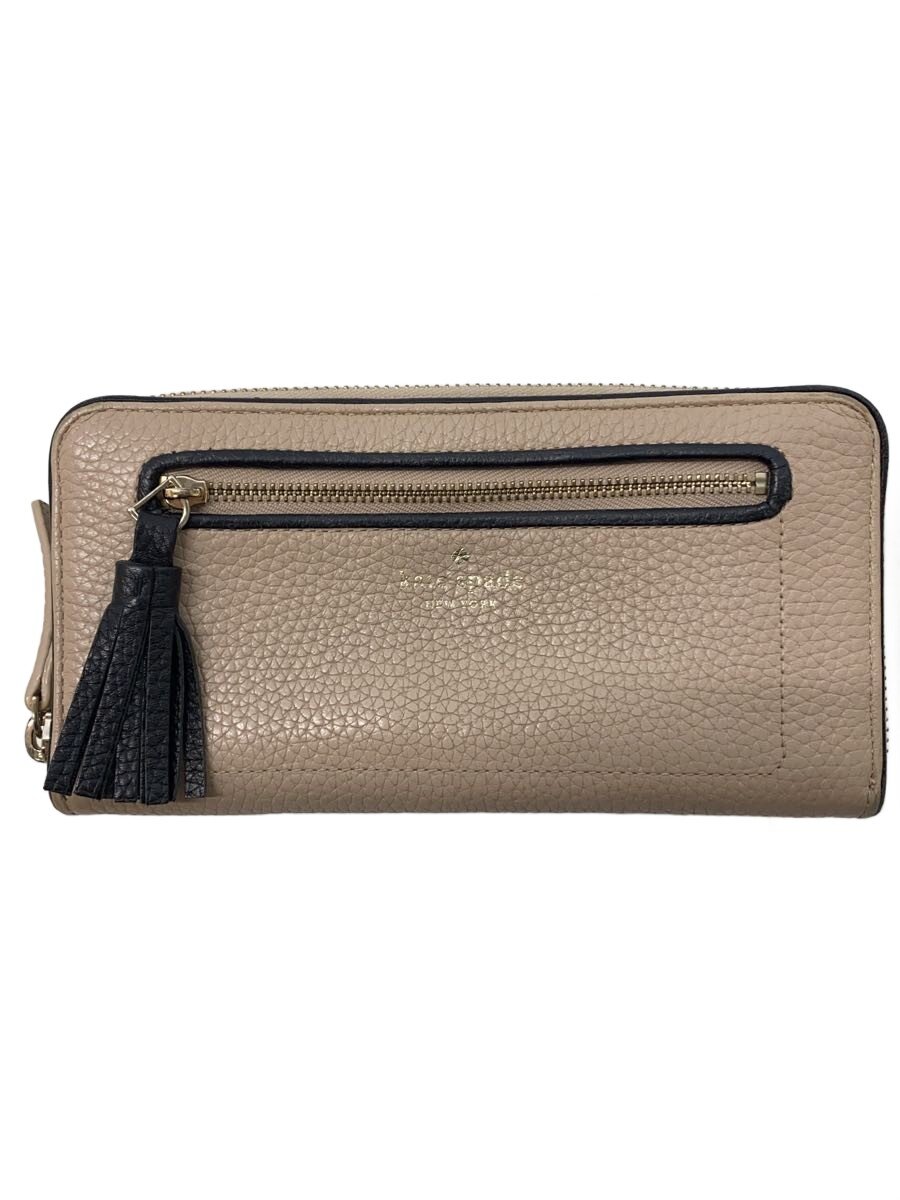 【中古】kate spade new york◆長財布/レザー/BEG/レディース/WLRU2654【服飾雑貨他】